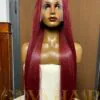 Bone Straight Human Hair Frontal Wig 13x4 HD Lace 24 Inch 180% Density Burgundy Color 11 Human Hair Frontal wig 13x4 HD Lace Bone straight burgundy color