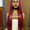 Human Hair Frontal wig 13x4 HD Lace Bone straight burgundy color