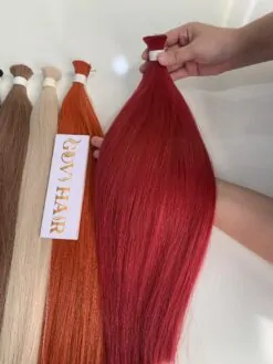 18 Inch Straight Bulk Human Hair for Braiding Dark Red Color