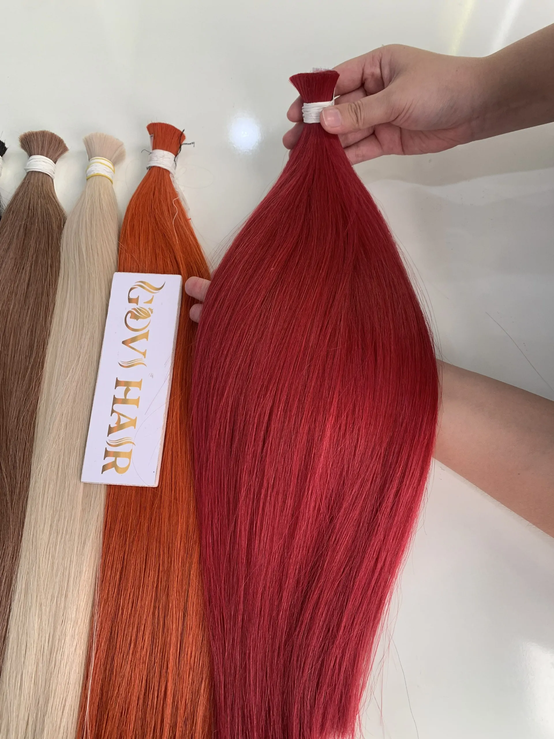 18 Inch Straight Bulk Human Hair for Braiding Dark Red Color