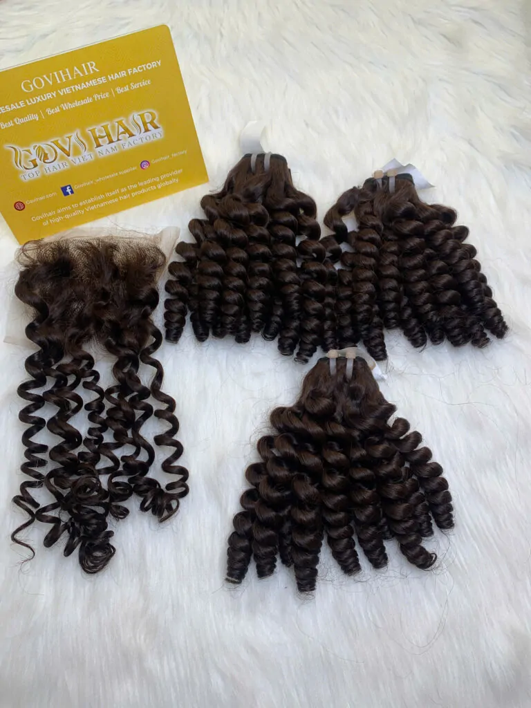 Pixie Curly Machine Weft Hair Extensions 22 Inch #4 Dark Brown Color 9 Weft Hair Extensions Pixie Curly Dark Brown Color Premium Quality Vietnamese Hair