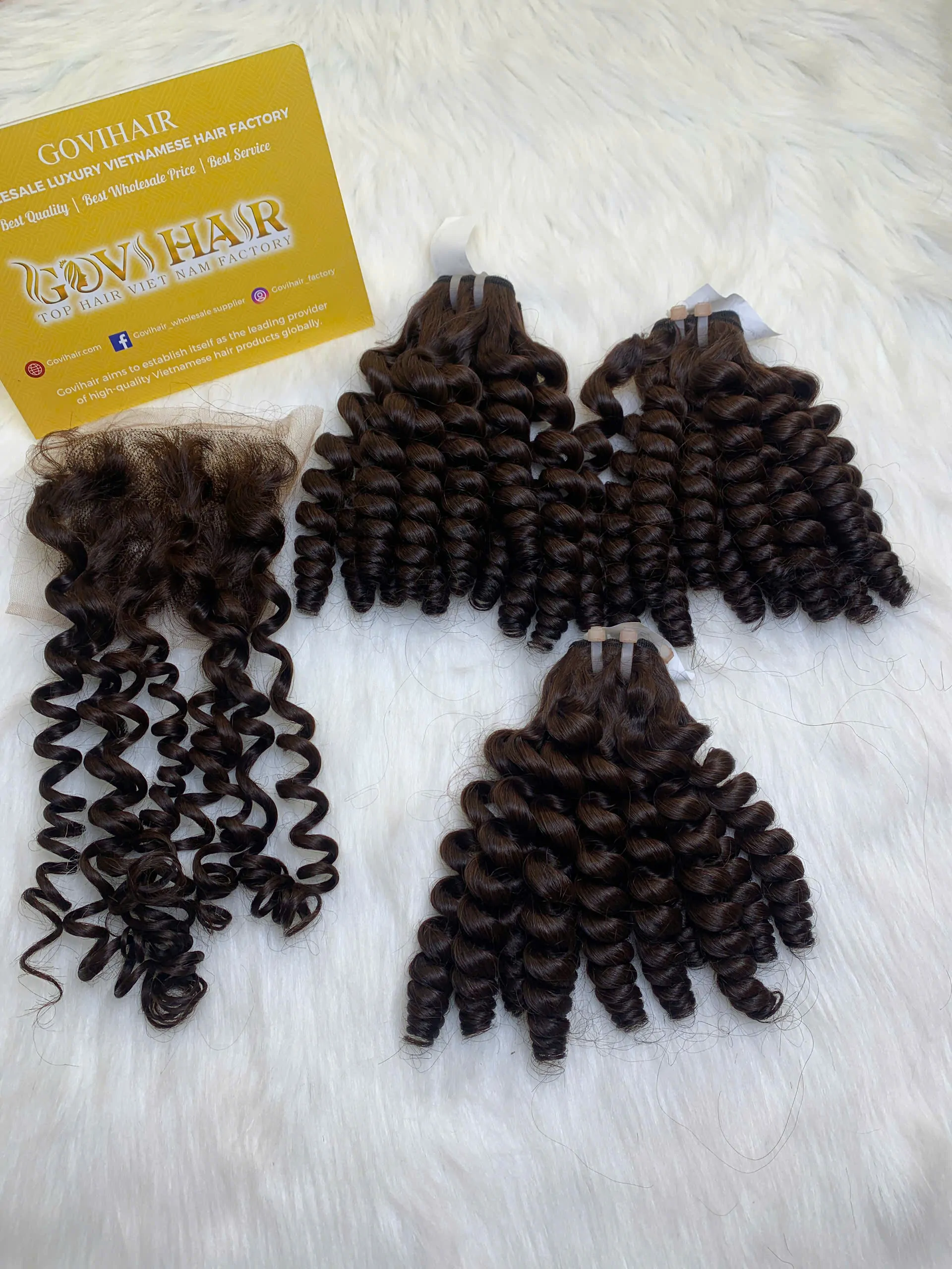 Pixie Curly Machine Weft Hair Extensions 22 Inch #4 Dark Brown Color 3 Pixie Curly Dark Brown Color Premium Quality Vietnamese Hair
