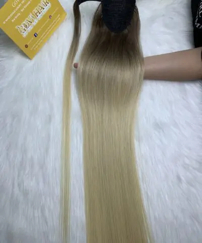 Ponytail Hair Extensions Bone Straight 32 Inches Ombre 7C/613 Color Luxury Vietnam Hair