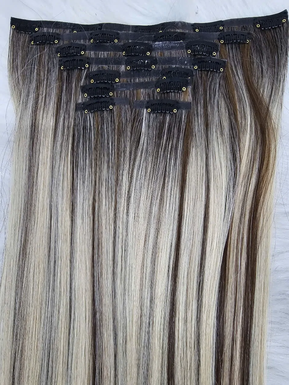 Seamless Clip In Hair Extensions Mix Blonde Color