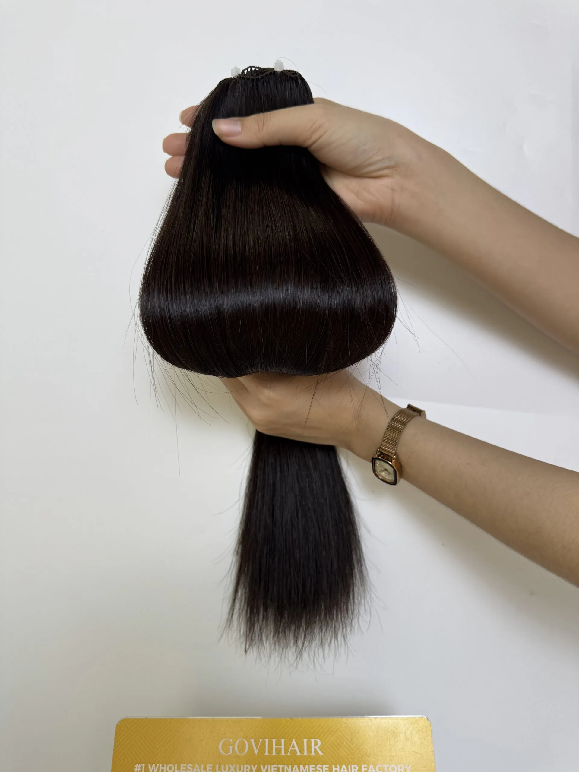 Straight #2 Dark Brown Feather Weft Hair Extensions