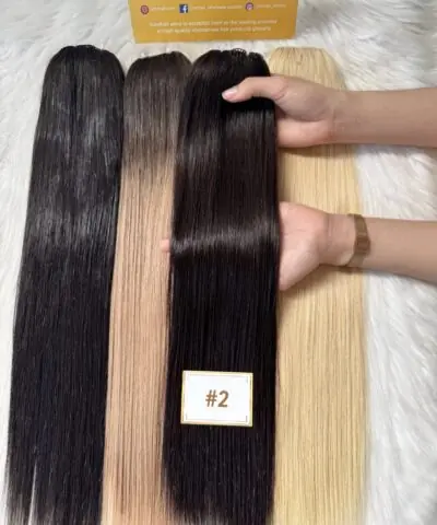Straight #2 Dark Brown Feather Weft Hair Extensions 100% Virgin Hair