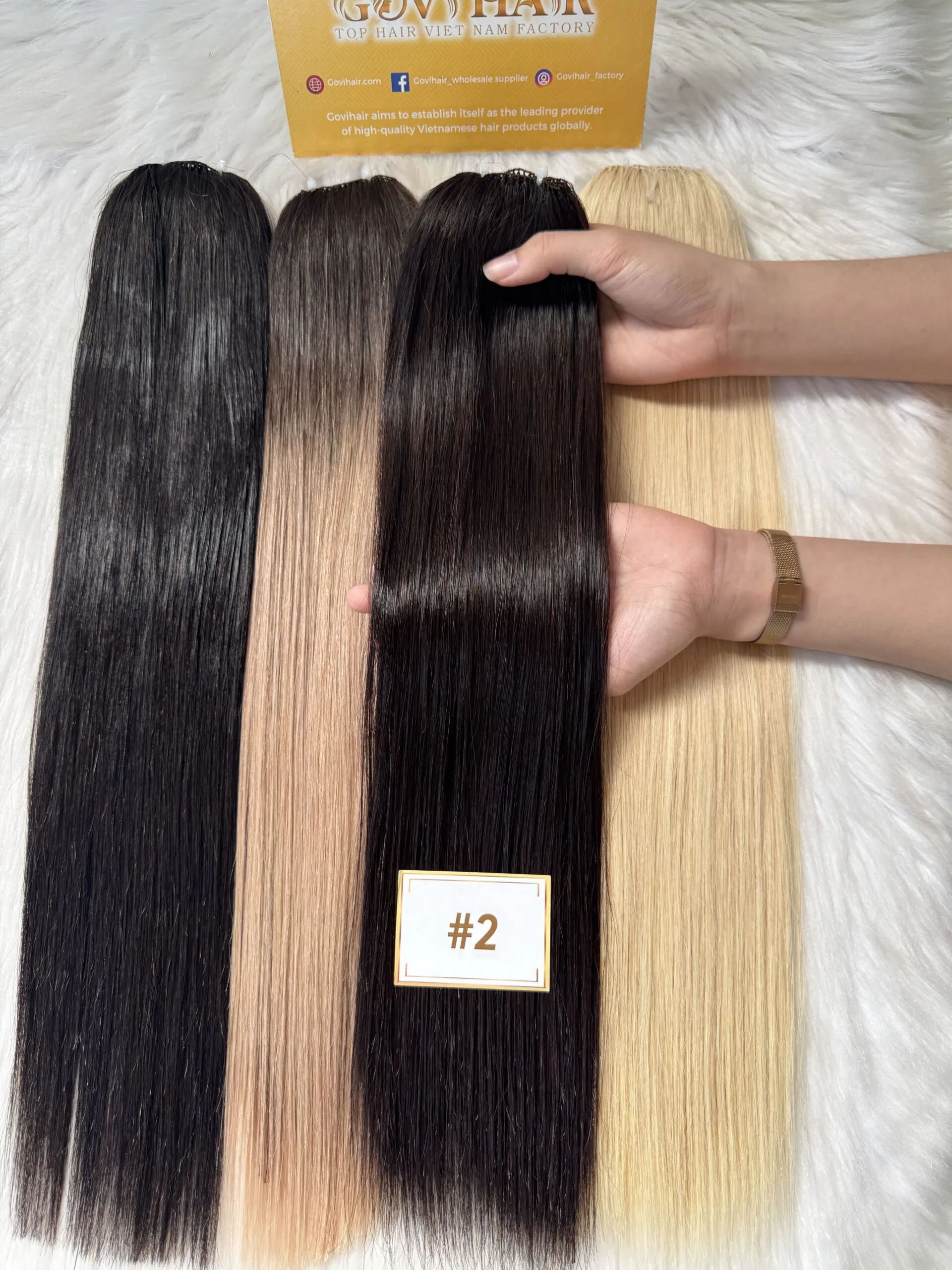Straight #2 Dark Brown Feather Weft Hair Extensions 100% Virgin Hair