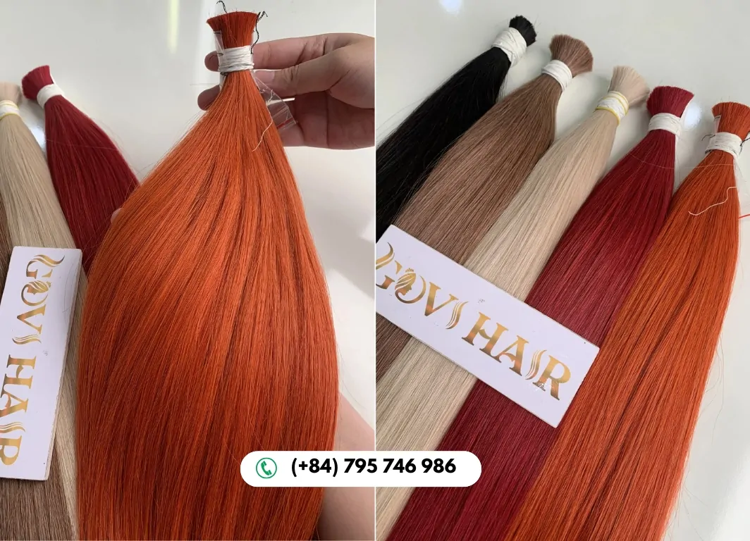 18 Inch Straight Bulk Human Hair for Braiding Red Color