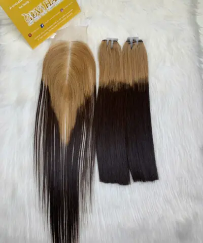 Weft Hair Extensions Bundles Ombre Color