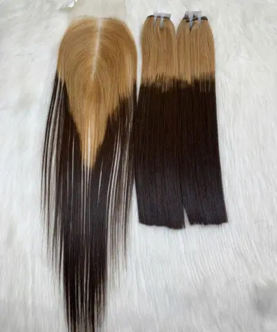 Weft Hair Extensions Ombre Color Premium Vietnamese Hair