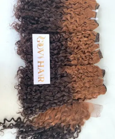 Pixie Curly Machine Weft Hair Extensions 24 Inch Ombre Color 5 Weft Hair Extensions Pixie Curly Ombre Color Luxury Quality Vietnamese Hair Product