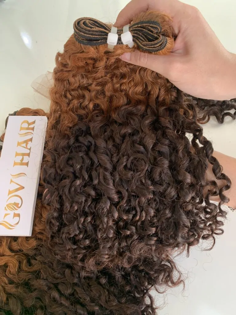 Weft Hair Extensions Pixie Curly Ombre Color Luxury Vietnam Hair Product