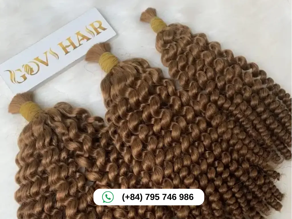 Raw Vietnamese Wavy Hair Natural Looking 11 Bulk Hair Deep Wavy Brown Color Raw Vietnamese Hair