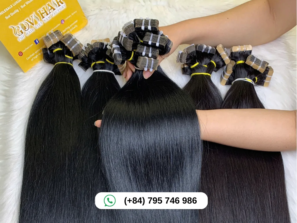 tape in extensions long silky straight hair