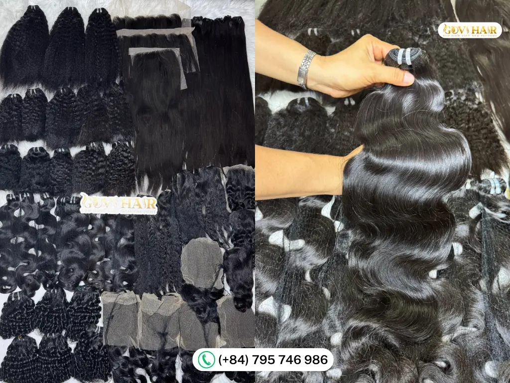 How to Source Vietnamese Hair Products: Top 5 Sellers Compared (2026) 6 Vietnamese hair products compared side by side - raw bundles, wefts, and lace closures