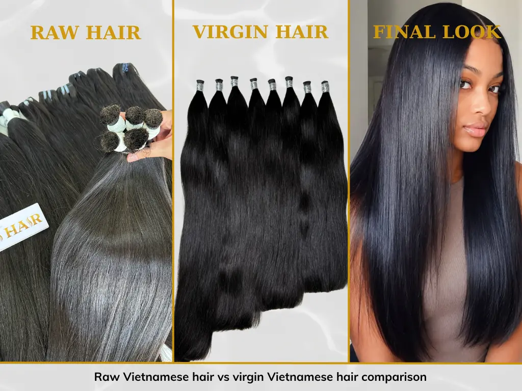 How to Source Vietnamese Hair Products: Top 5 Sellers Compared (2026) 2 Raw Vietnamese hair vs virgin Vietnamese hair comparison