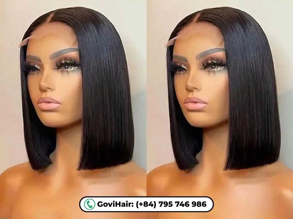 The Straight Human Hair Bob Wigs Natural Black 13x4 HD Lace