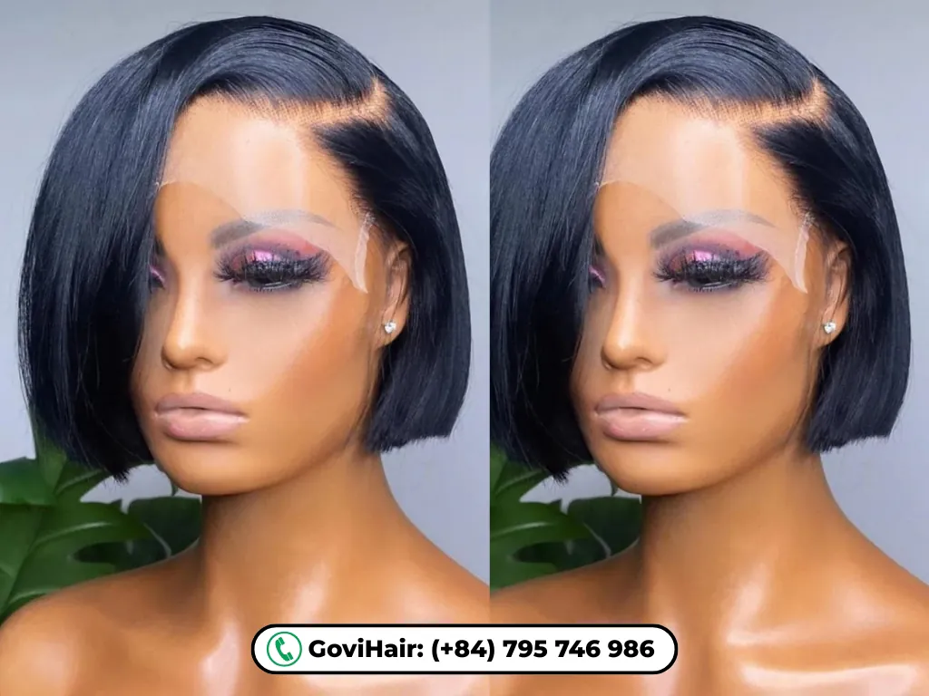 100% Transparent Lace Human Hair Bob Wig at Govihair