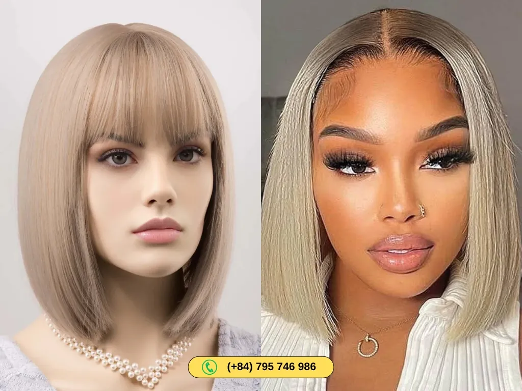 Lace Front 13×4 Ash Blonde Bob Wigs Bone Straight 180% Density