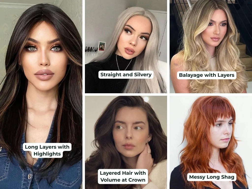 Flattering Looks with Long Hair for Round Face 