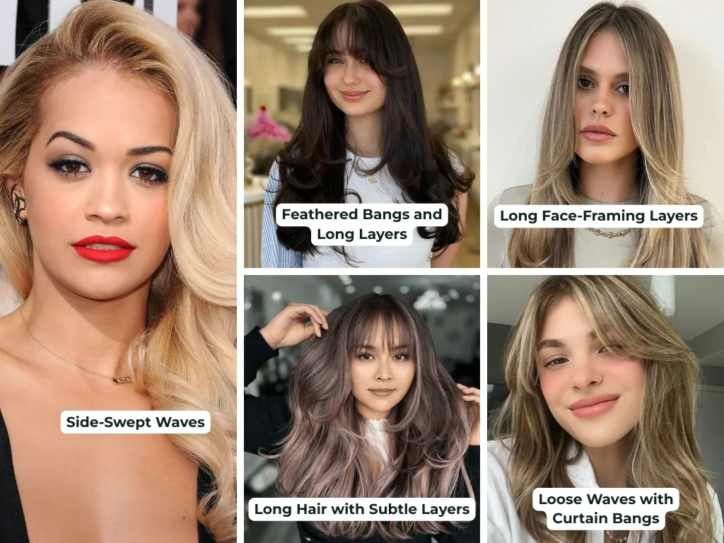 Flattering Looks with Long Hair for Round Face Part 2