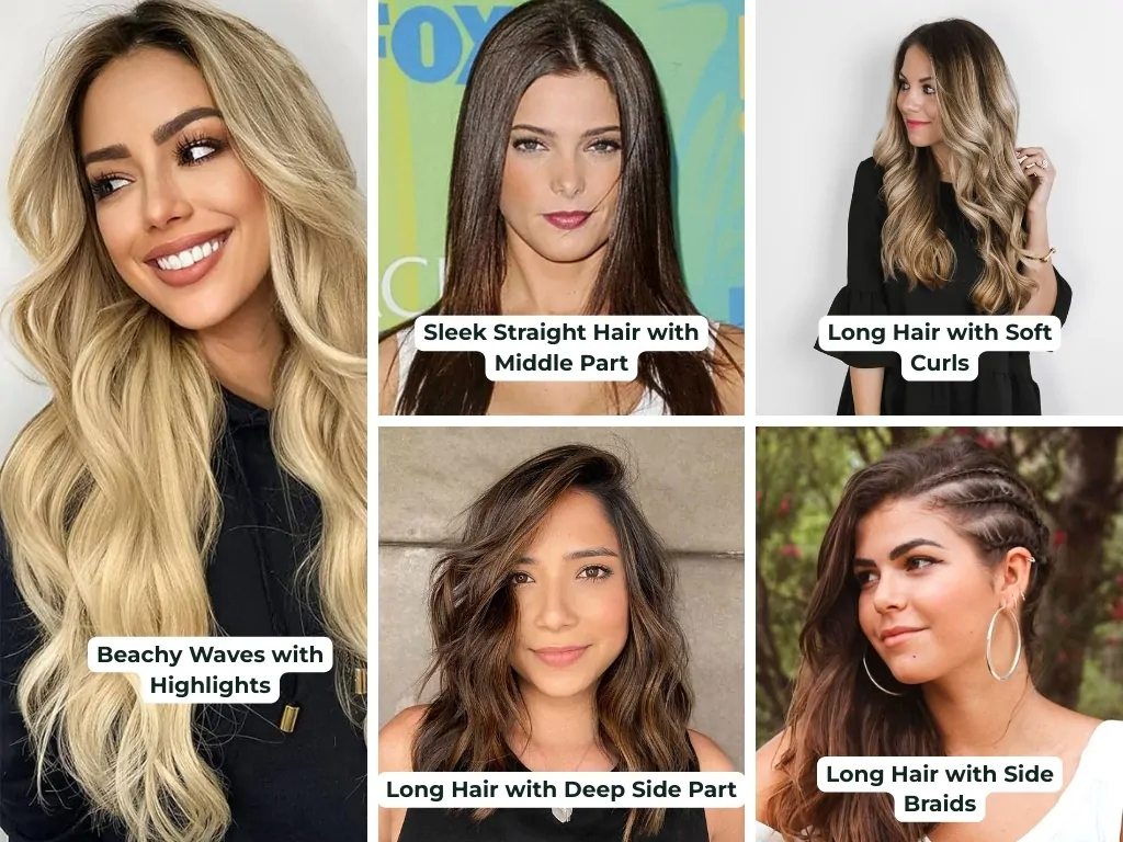 Flattering Looks with Long Hair for Round Face Part 3