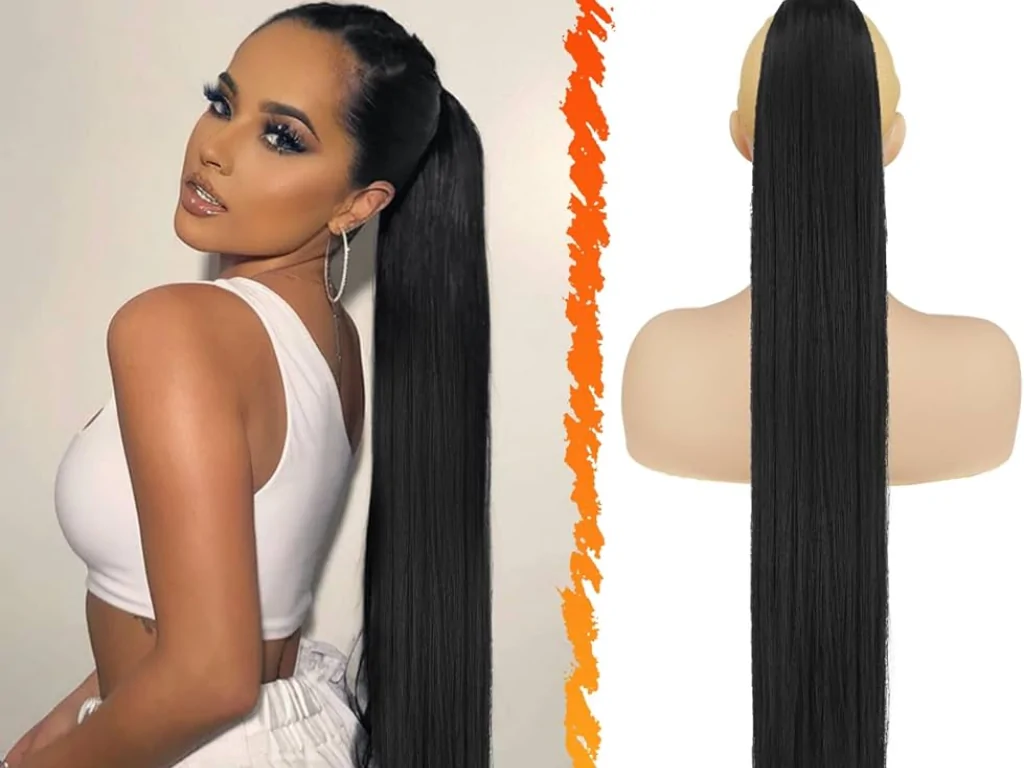 High ponytail with 34 inch hair