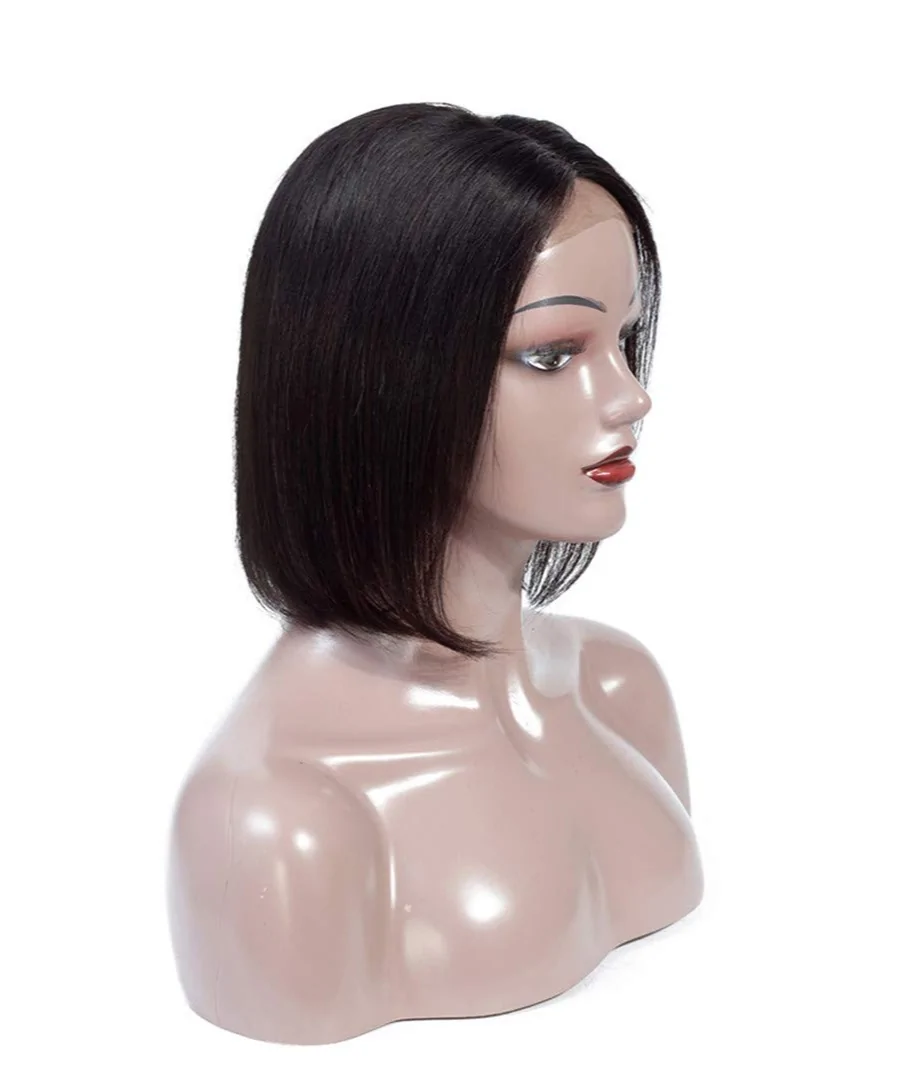 Straight Blunt Cut Human Hair Bob Wigs 4x4 HD Lace Closure 8 Inch Natural Black Color 3 8 Inch Real 100% Human Hair Bob Wigs HD 13×4 Front Lace Wig for Women