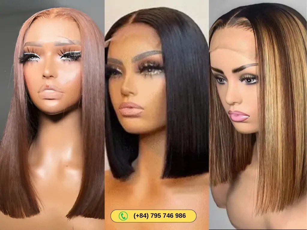 Bone Straight Human Hair Bob Wig 4x4 Lace Closure 12 Inch Natural Color 10 Bone straight human hair bob wigs from Govihair