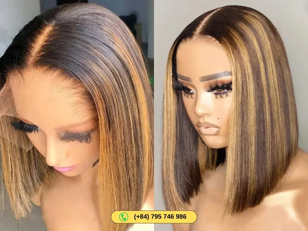 Stylish5×5 lace closure human hair bob wigs blonde color by Govihair