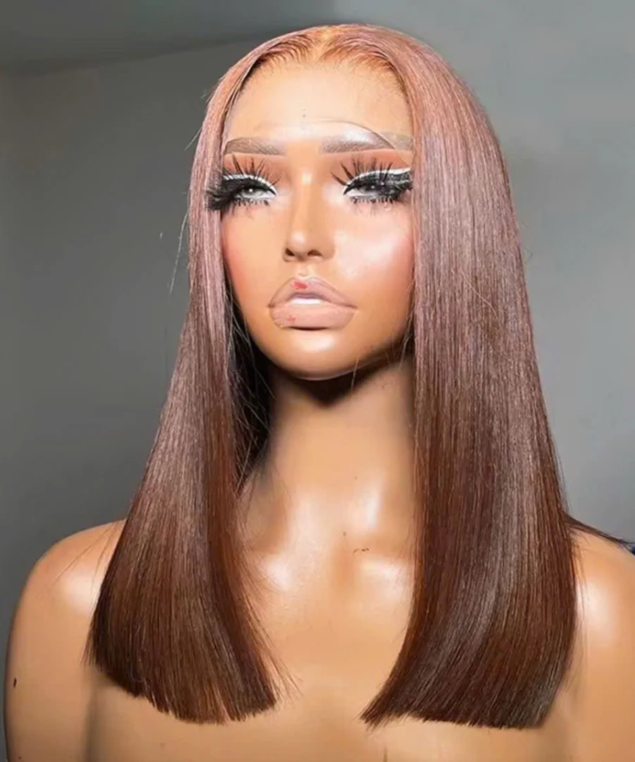 Bone Straight Human Hair Bob Wig 4x4 Lace Closure 12 Inch Natural Color 1 Bob Wigs For Black Women