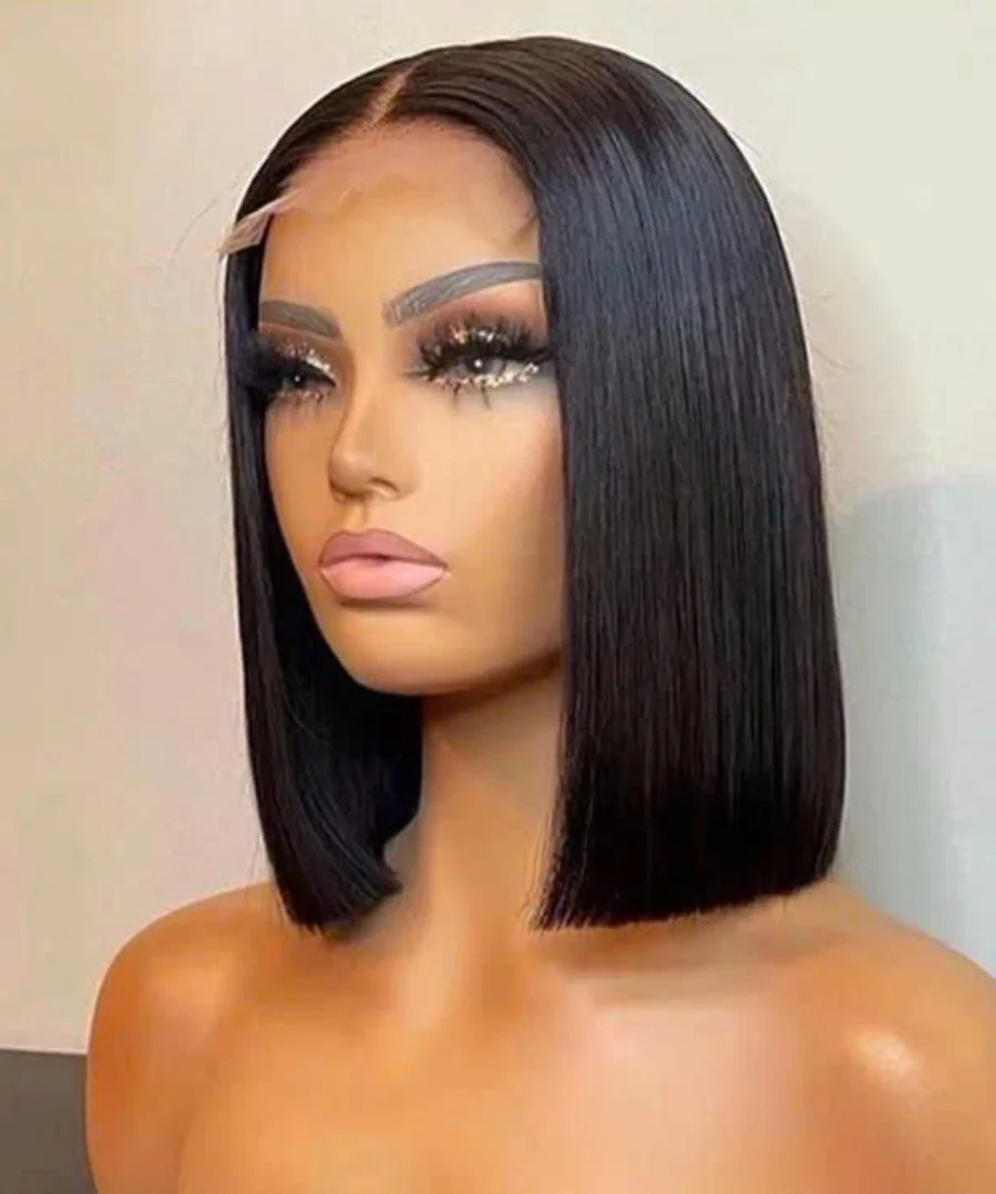 Bone Straight Human Hair Bob Wig 4x4 Lace Closure 12 Inch Natural Color 2 Bob Wigs For Black Women