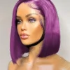 Women's Colored Bob Hair Wig with Bangs Human Hair Wig