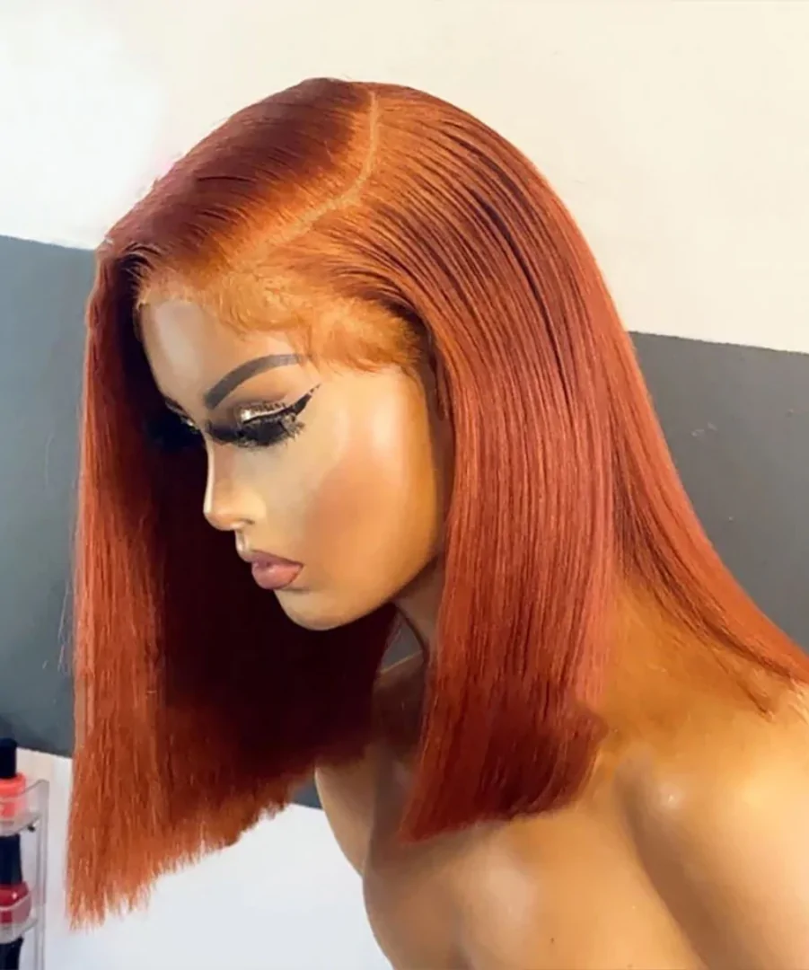 Ginger Bob Lace Front Wig 100 % Human Hair