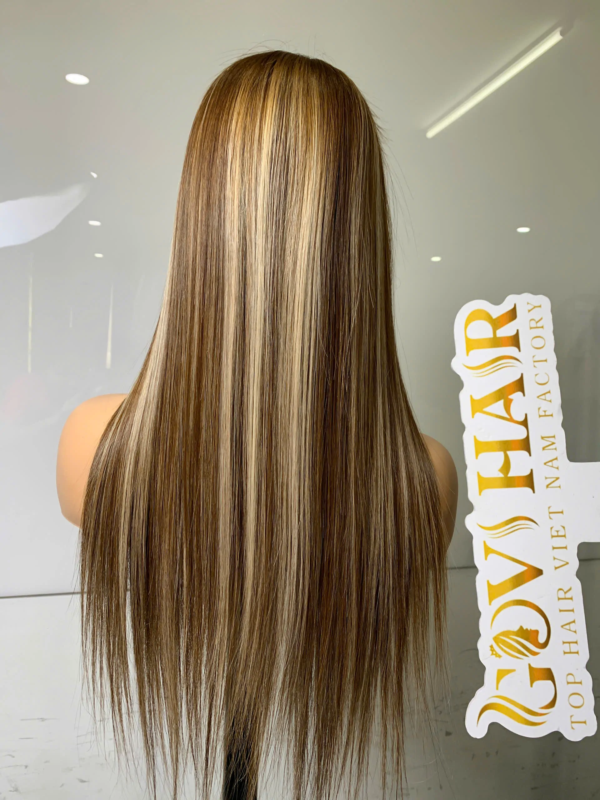 Straight Human Hair Closure Wig 5x5 HD Lace 24 Inch 180% Density Highlight Color - Image 2