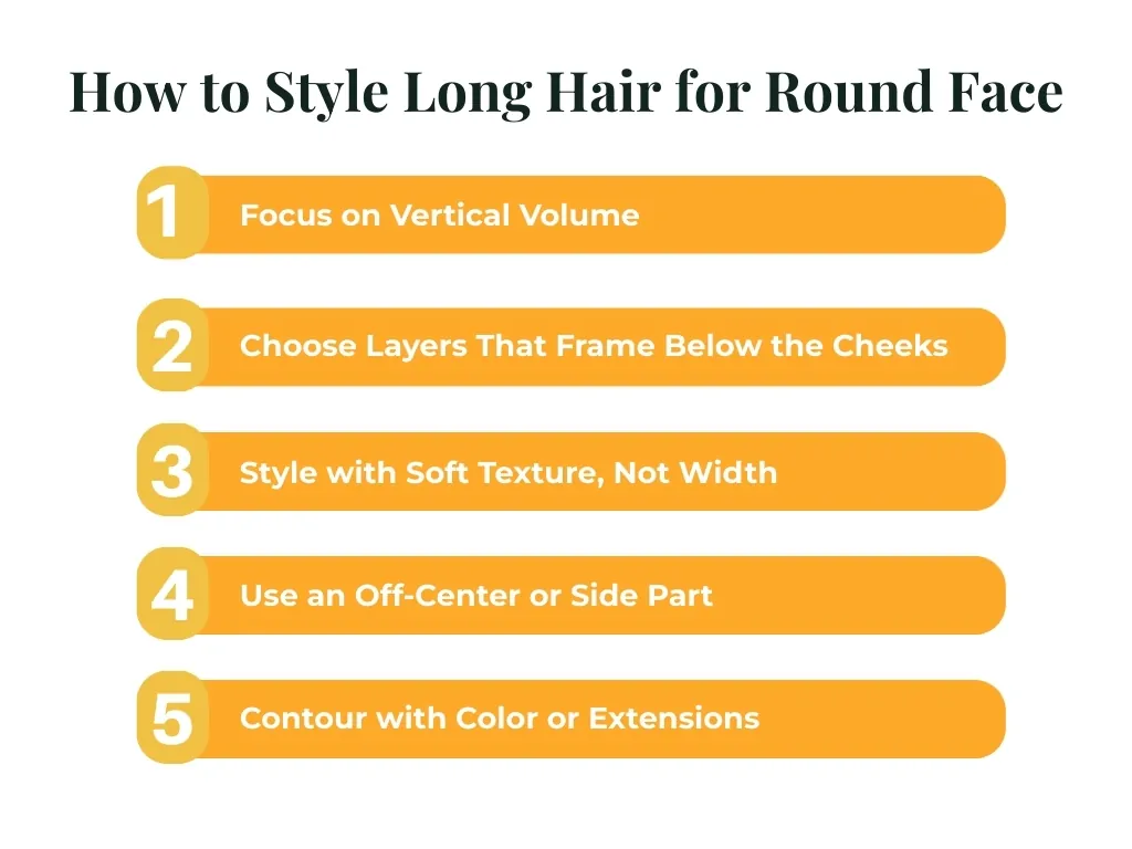 How to Style Long Hair for Round Face