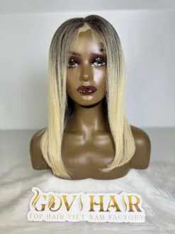 human hair bob wig bone straight 13x4 hd lace Ombre 2c/613c