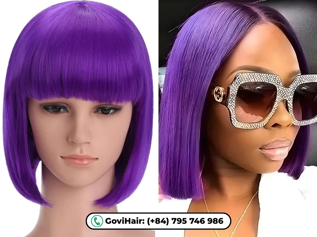 Human hair bob wigs purple color from GoviHair offer a wide range of advantages