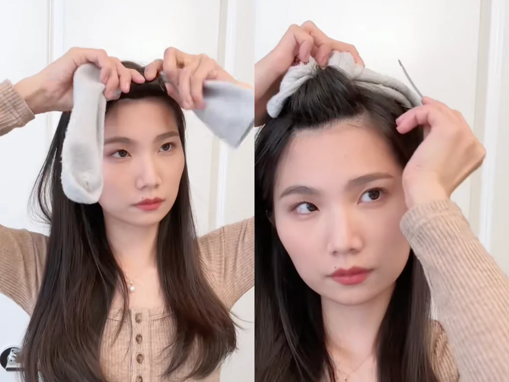 You can shape your bangs by using a silk