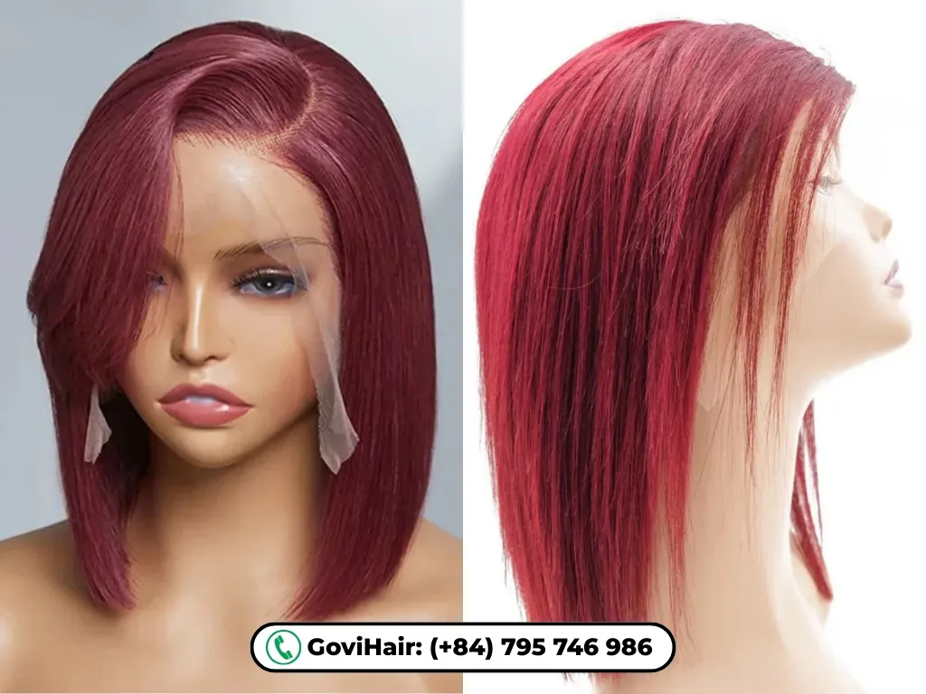 Lace Frontal Human Hair Bob Wigs Red Color 8 GoviHair lace frontal human hair bob wigs red color stand out