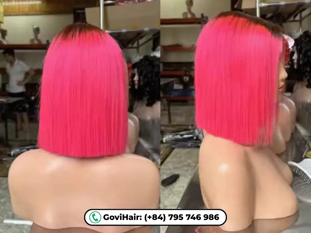 Women ombre pink human hair bob wigs lace front provide a hot vibe 