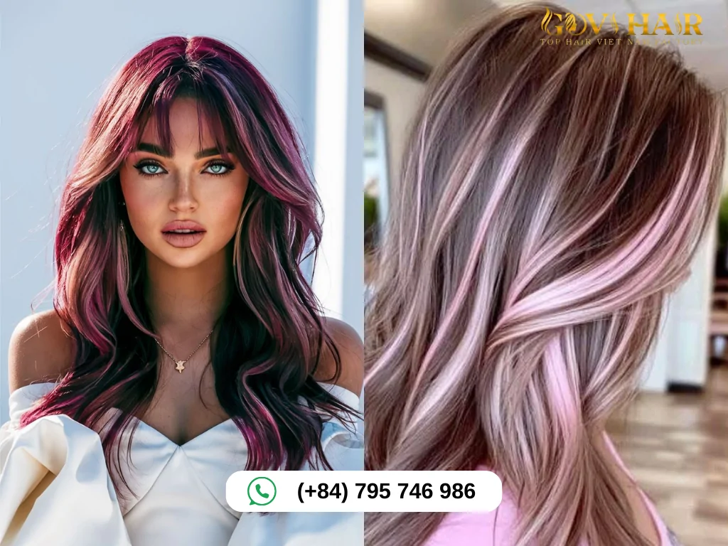 Pastel Pink/Brown Piano Hair Color