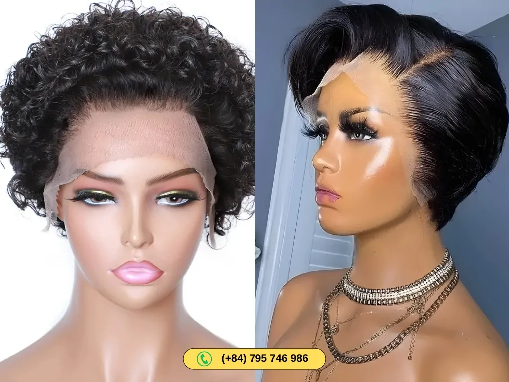 Pixie Cut Human Hair Bob Wig 13x4 Lace Frontal 8 Inch Natural Color 7 100% HD lace frontal human hair bob wigs for black women