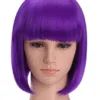 Short Human Hair Bob Wigs Purple Color HD Lace13x4
