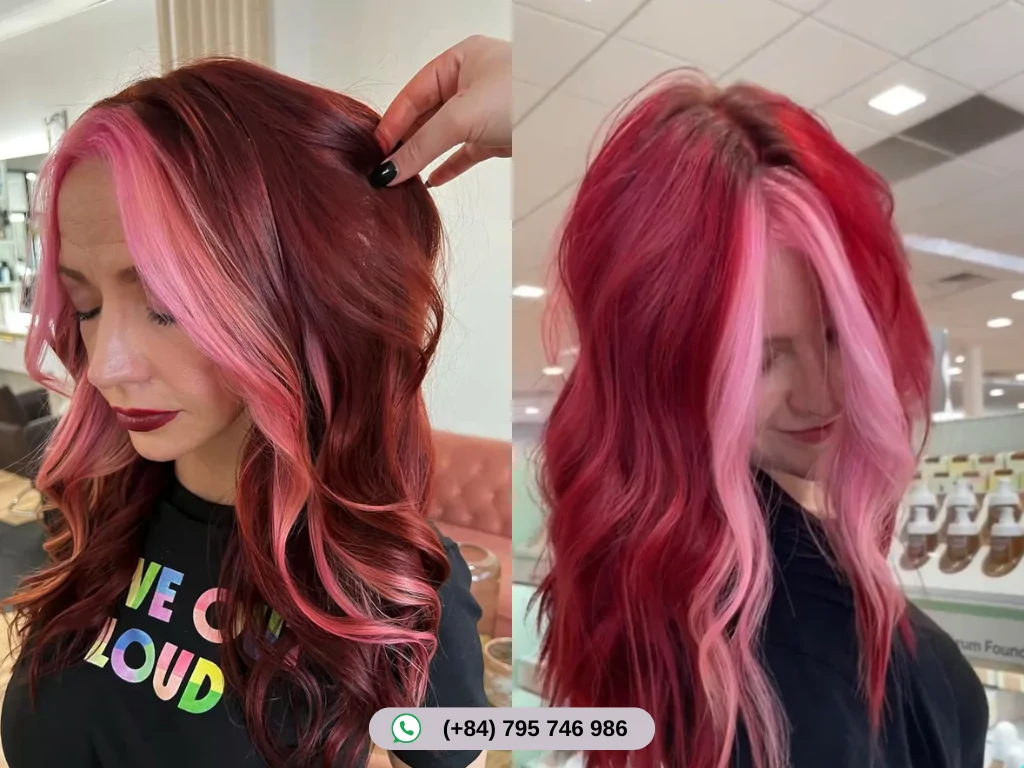 Magenta-Pink Highlights on Red Hair