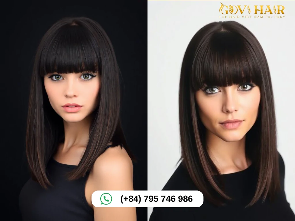 Thick Blunt Fringe for Square Faces