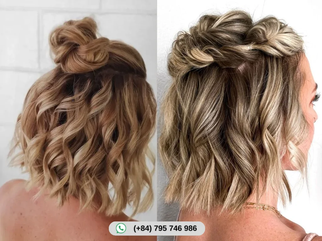 Half-up, half-down for 10 inch wig length