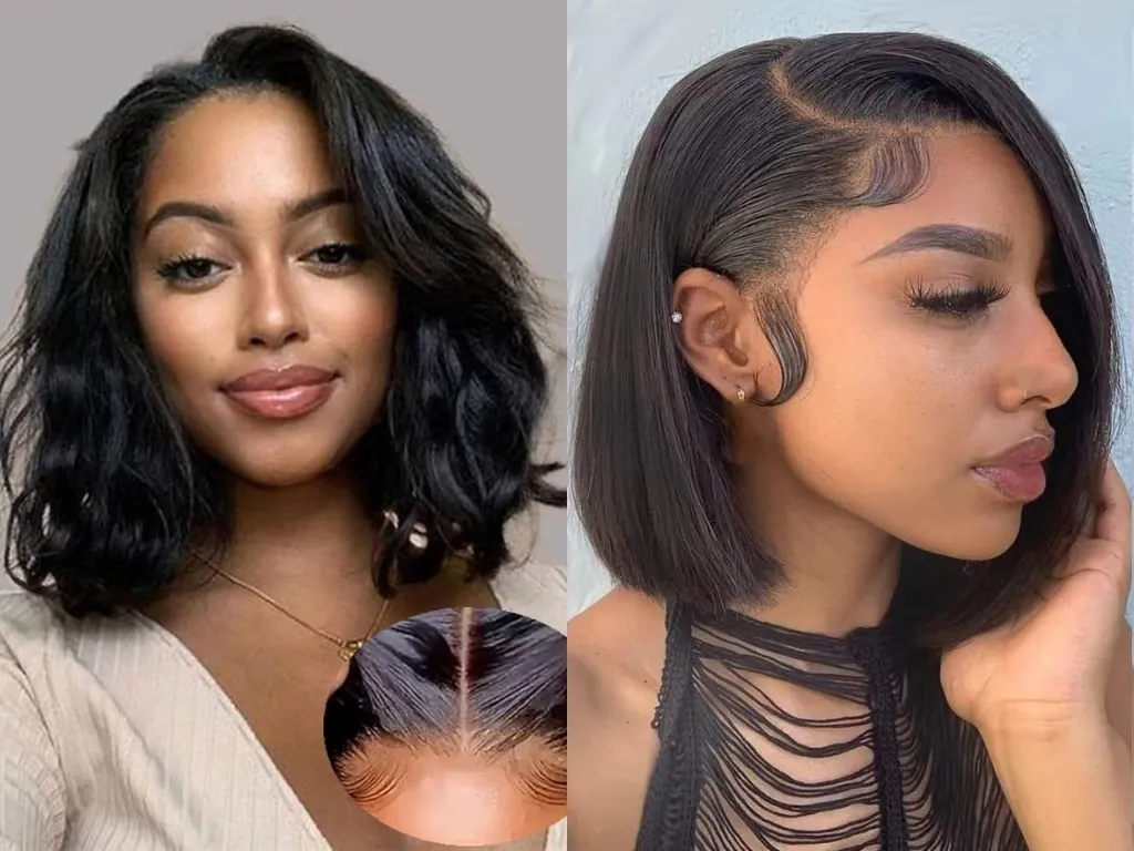 14 Inch 100% Black Blunt Cut Human Hair Bob Wigs