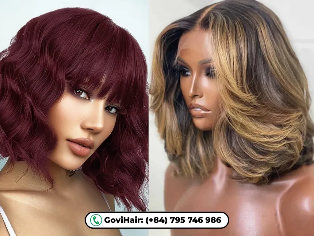 Wavy Human Hair Bob Wig 5x5 Lace Closure 14 Inch Red Wine Color 7 The Wavy Human Hair Bob Wigs Wine Red Color are known for their softness, natural feel