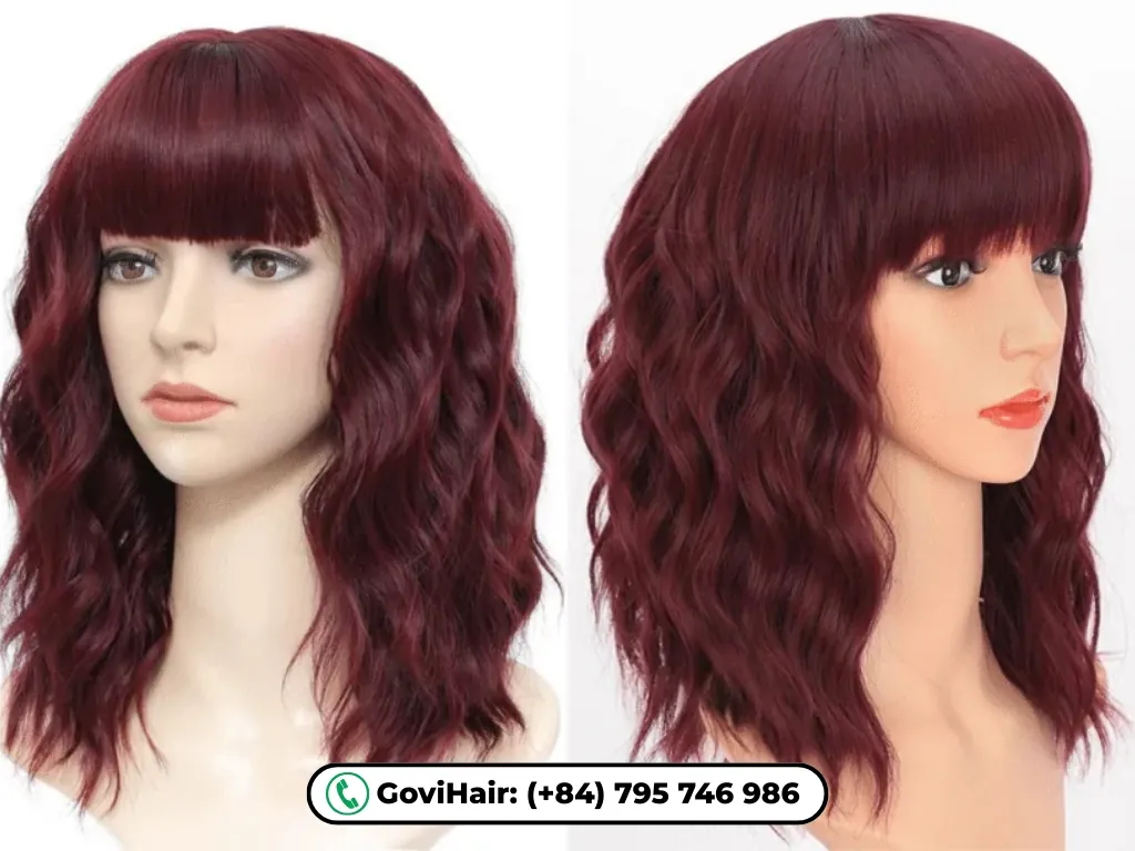 Wavy Human Hair Bob Wig 5x5 Lace Closure 14 Inch Red Wine Color 8 Wearing your Wavy Human Hair Bob Wig Wine Red Color is simple and fuss-free